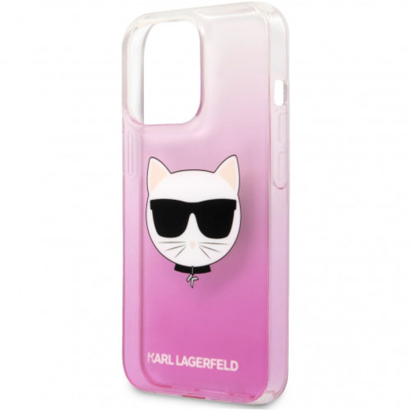Чехол iPhone 13 Lagerfeld PC/TPU Choupette Hard Gradient Pink