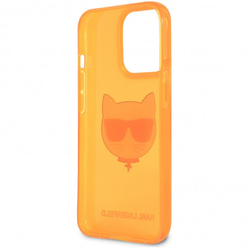 Чехол iPhone 13 Lagerfeld TPU FLUO Choupette Hard Transp Orange