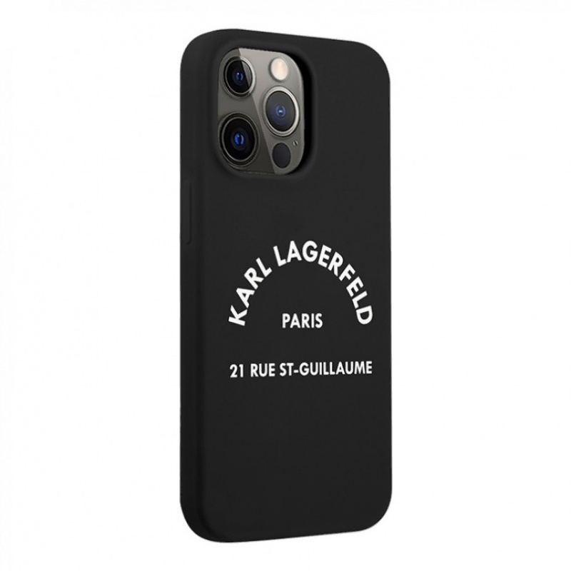 Чехол iPhone 13 Lagerfeld Liquid silicone RSG logo Hard Black