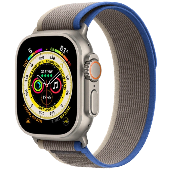 Apple Watch Series Ultra 49mm Titanium Case with Blue Trail Loop M/L